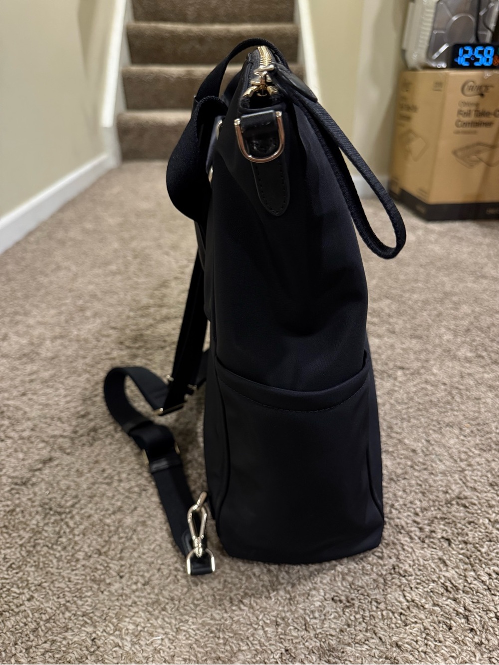 Kate Spade Black Nylon Tote Backpack Bag - Picture 3 of 7